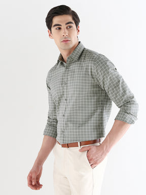 Men Comfort Fit Pure Cotton Checked Formal Shirt