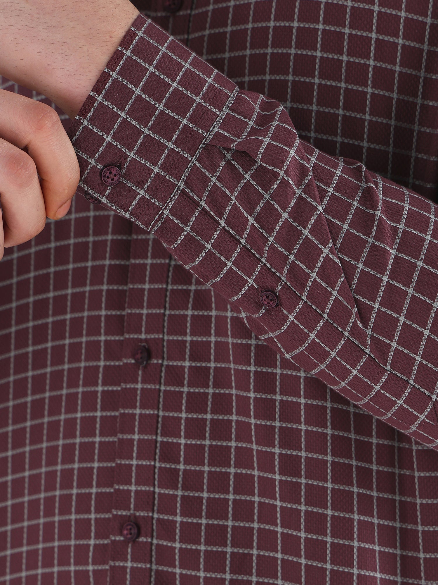 Men Comfort Fit Pure Cotton Checked Formal Shirt