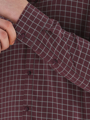 Men Comfort Fit Pure Cotton Checked Formal Shirt