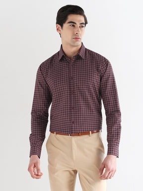 Men Comfort Fit Pure Cotton Checked Formal Shirt