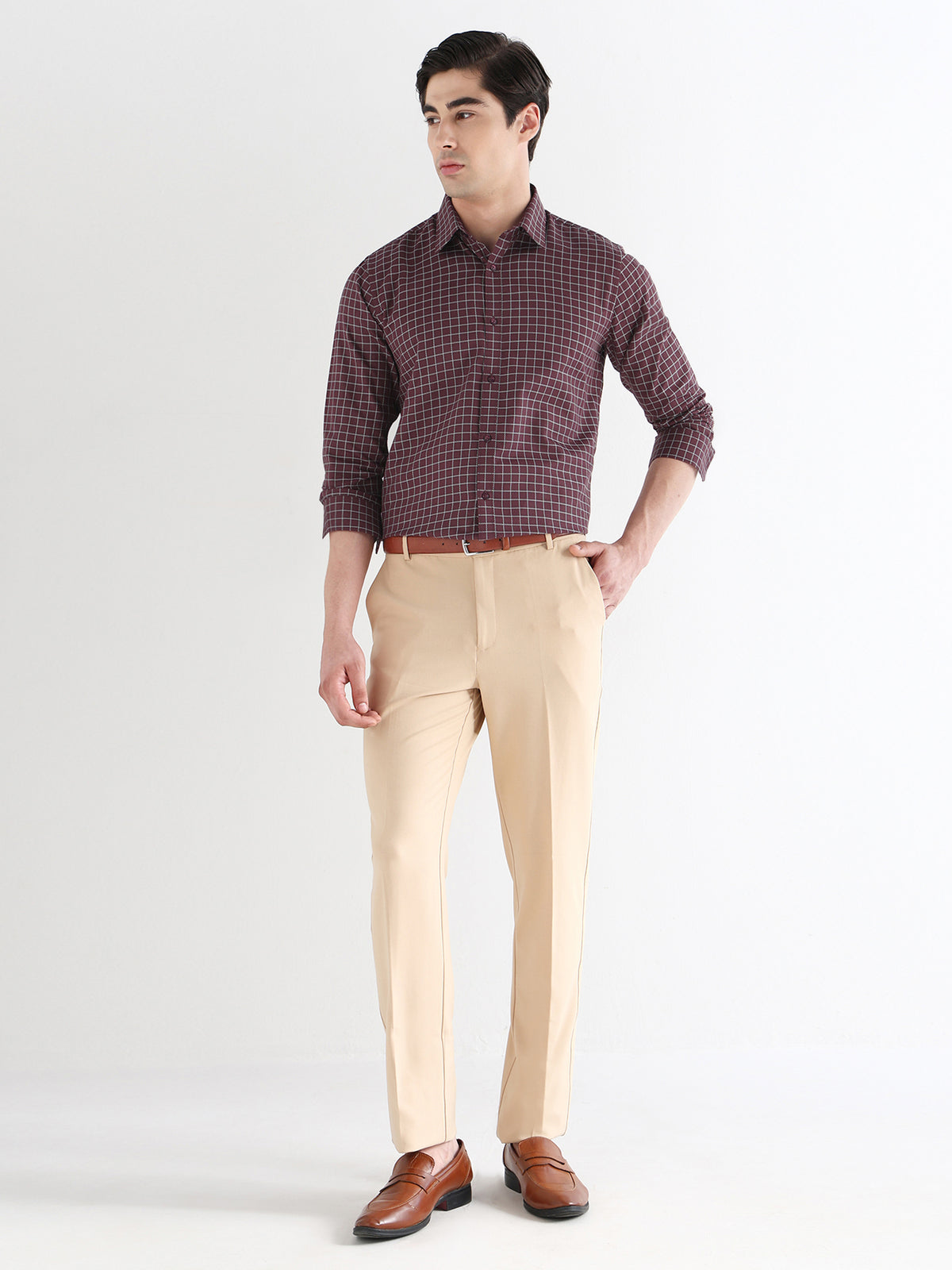 Men Comfort Fit Pure Cotton Checked Formal Shirt