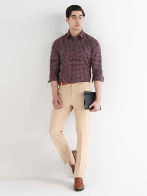 Men Comfort Fit Pure Cotton Checked Formal Shirt