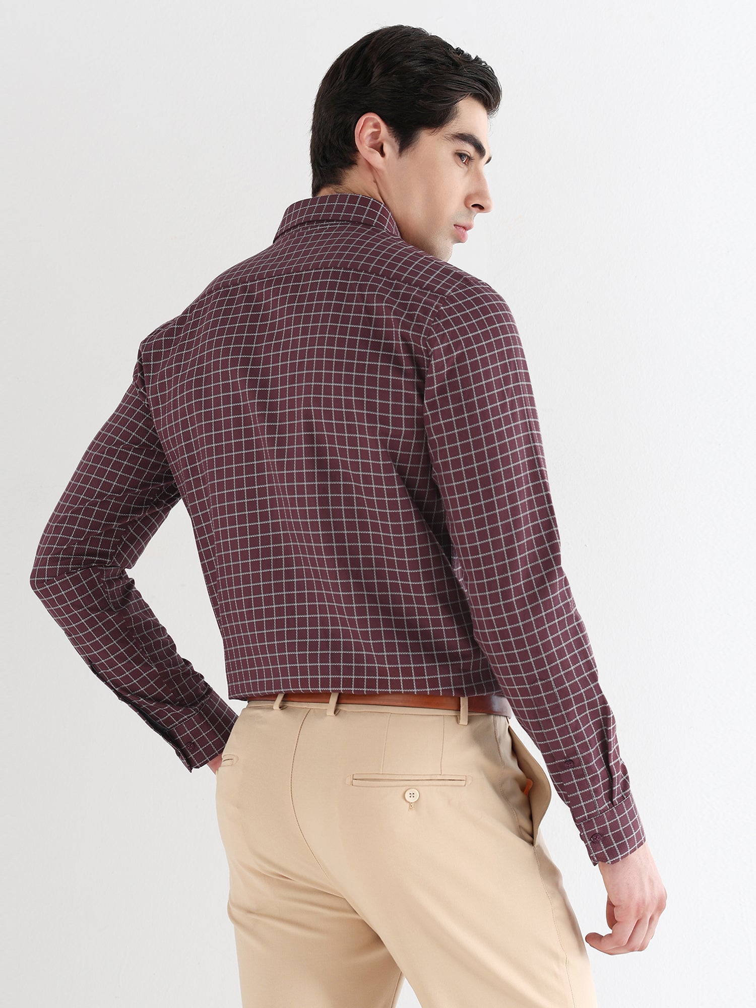 Men Comfort Fit Pure Cotton Checked Formal Shirt