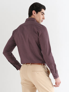 Men Comfort Fit Pure Cotton Checked Formal Shirt