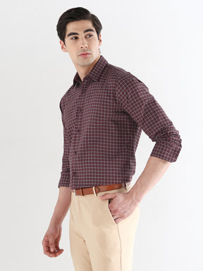 Men Comfort Fit Pure Cotton Checked Formal Shirt