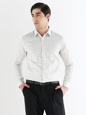 Men Comfort Fit Pure Cotton Checked Formal Shirt