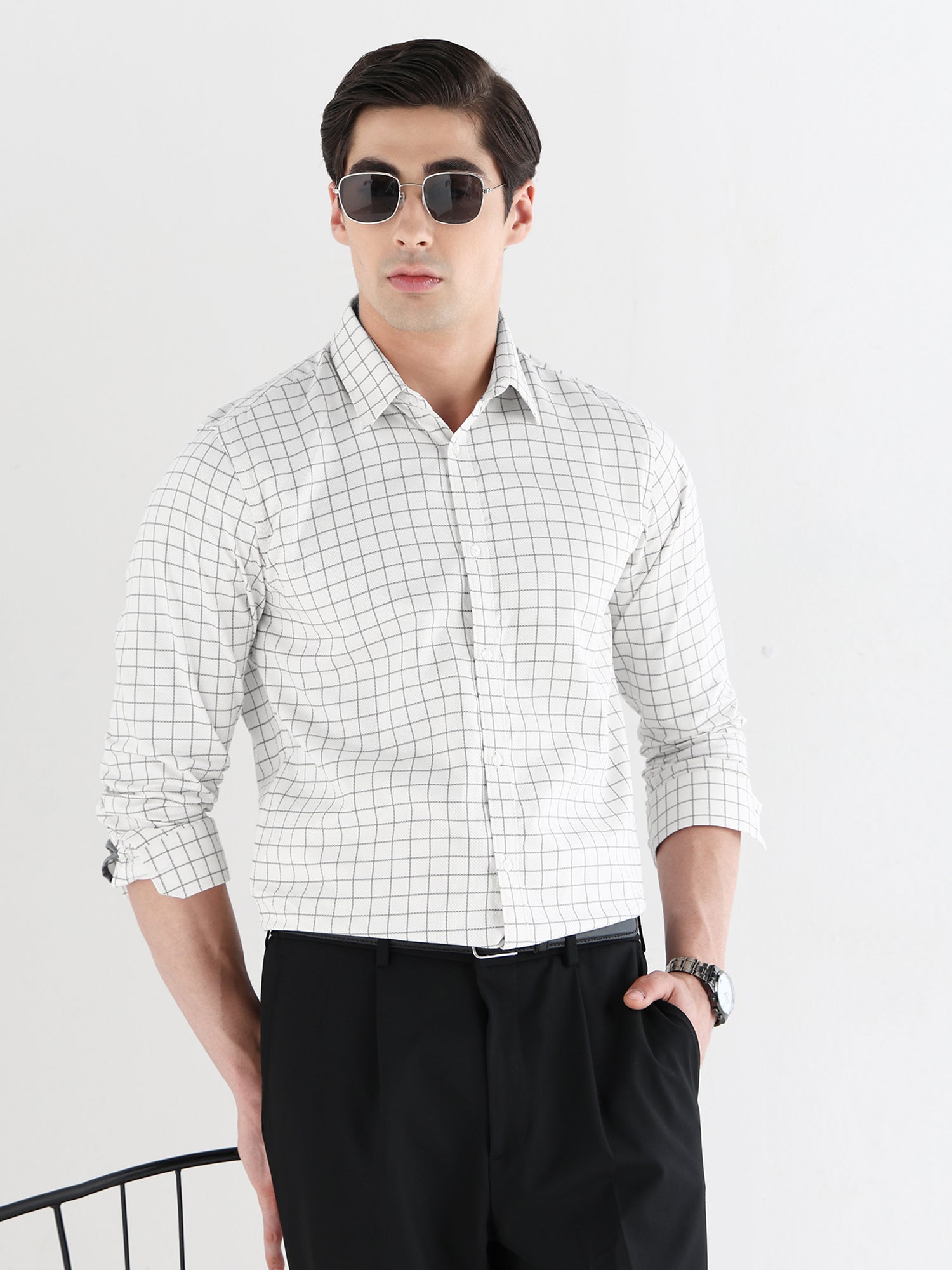 Men Comfort Fit Pure Cotton Checked Formal Shirt