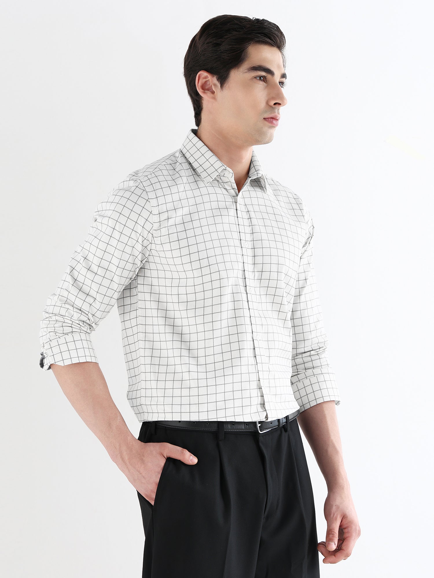 Men Comfort Fit Pure Cotton Checked Formal Shirt
