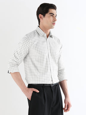 Men Comfort Fit Pure Cotton Checked Formal Shirt
