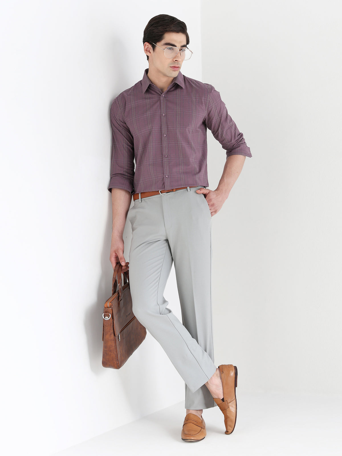Men Comfort Fit Pure Cotton Checked Formal Shirt