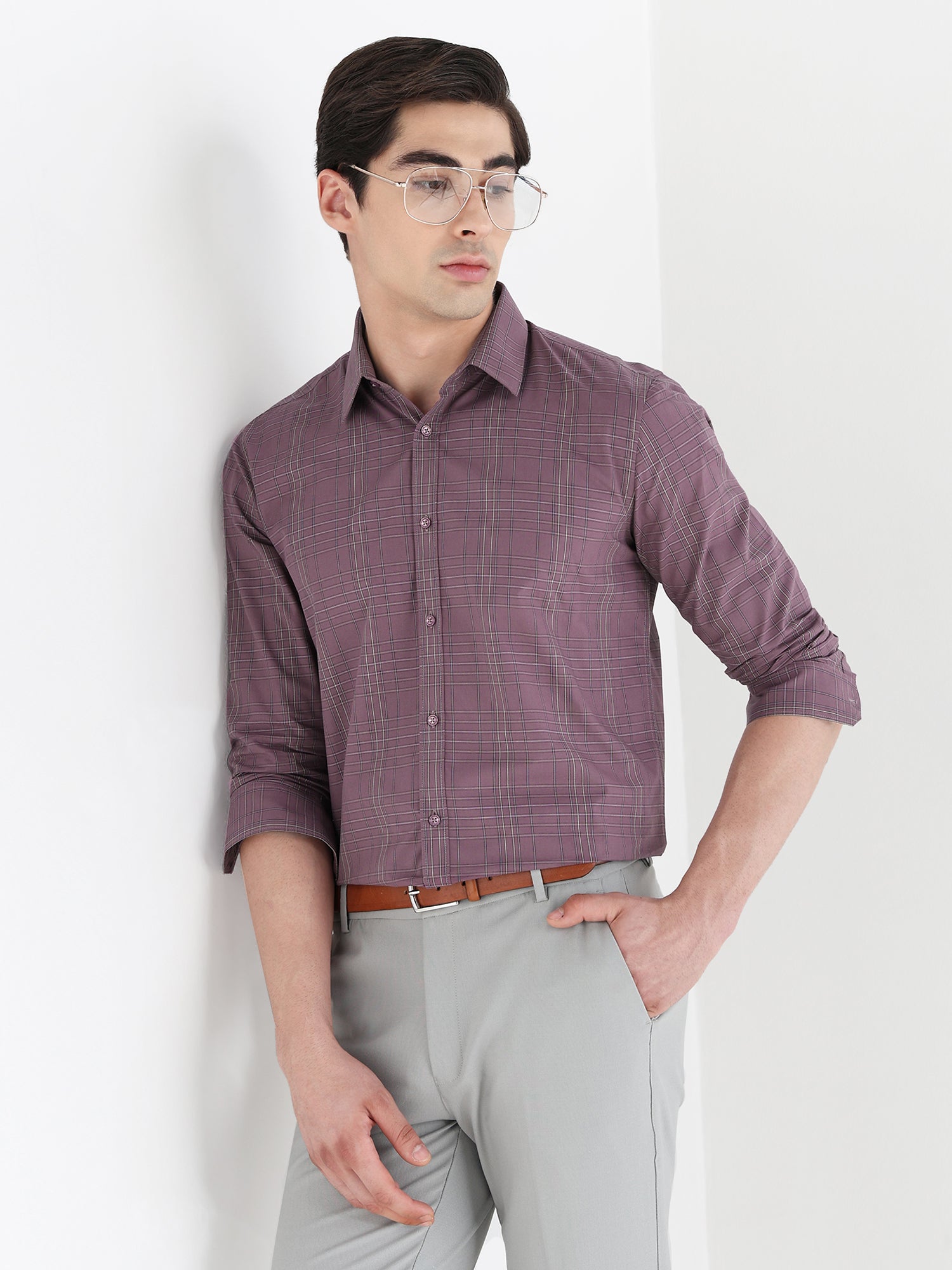 Men Comfort Fit Pure Cotton Checked Formal Shirt