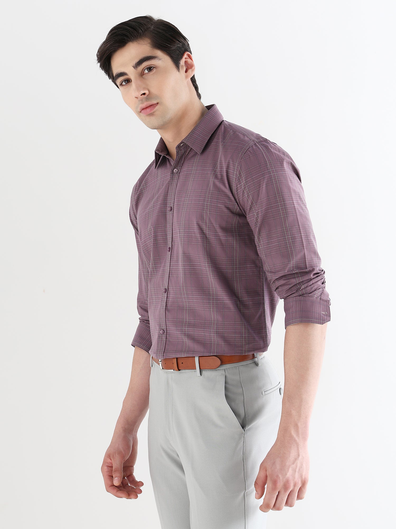 Men Comfort Fit Pure Cotton Checked Formal Shirt