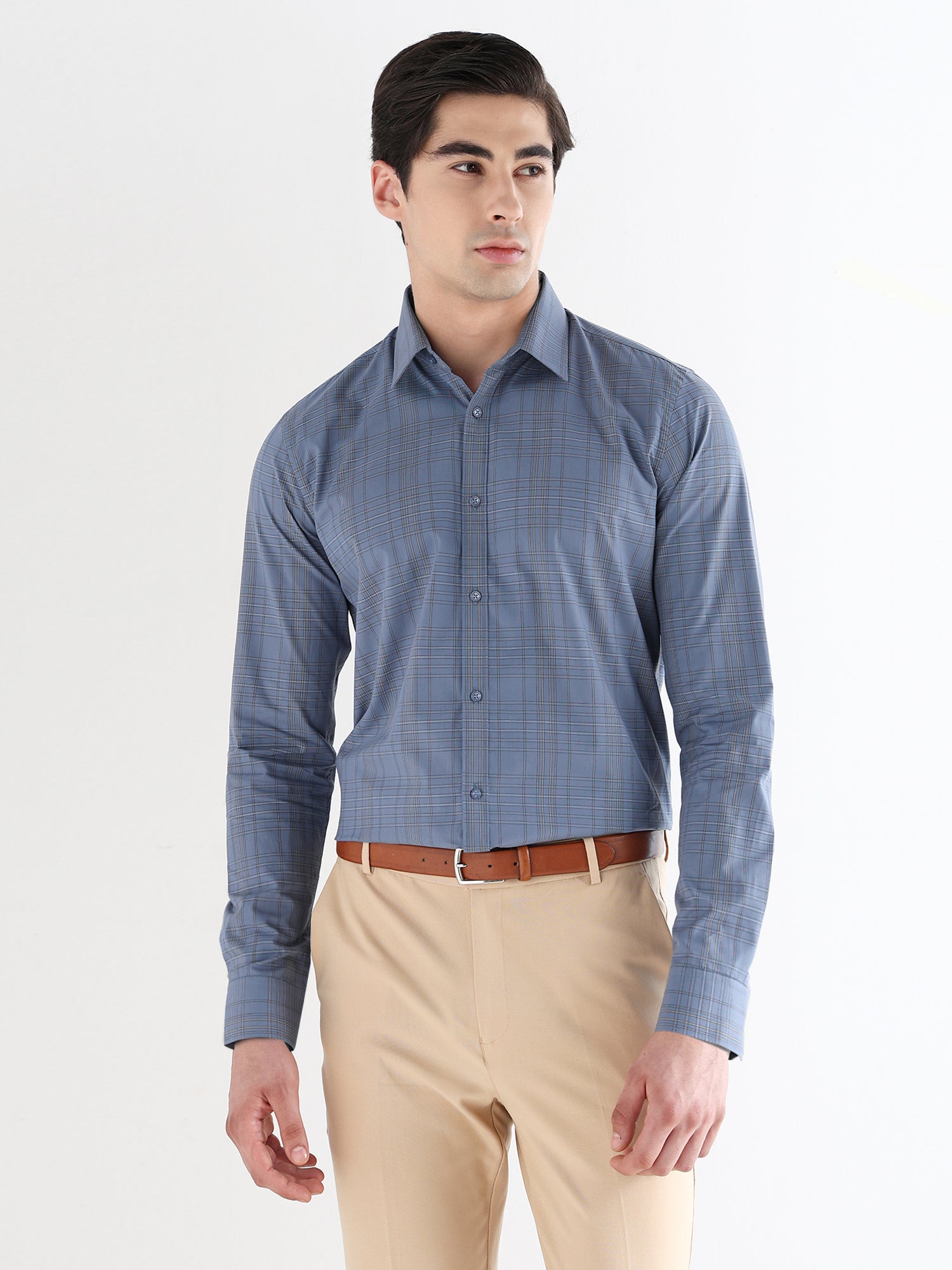 Men Comfort Fit Pure Cotton Checked Formal Shirt