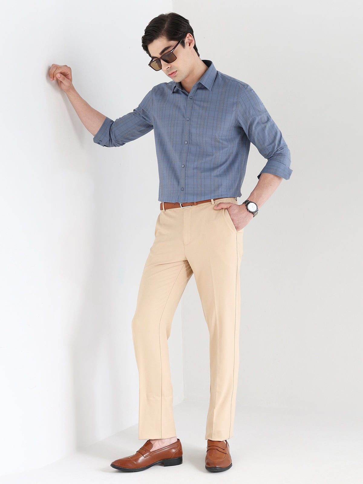 Men Comfort Fit Pure Cotton Checked Formal Shirt