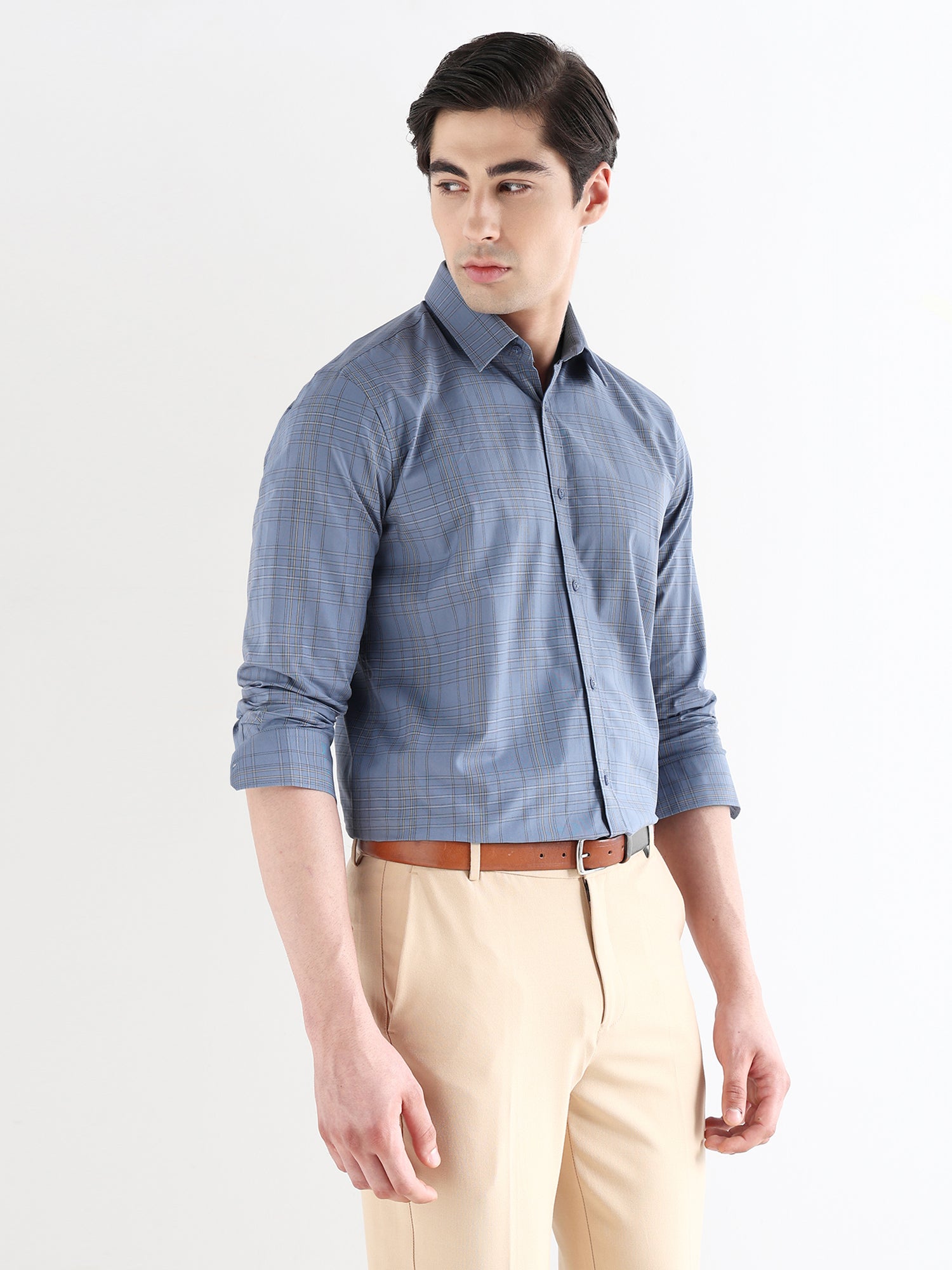Men Comfort Fit Pure Cotton Checked Formal Shirt