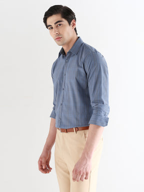 Men Comfort Fit Pure Cotton Checked Formal Shirt