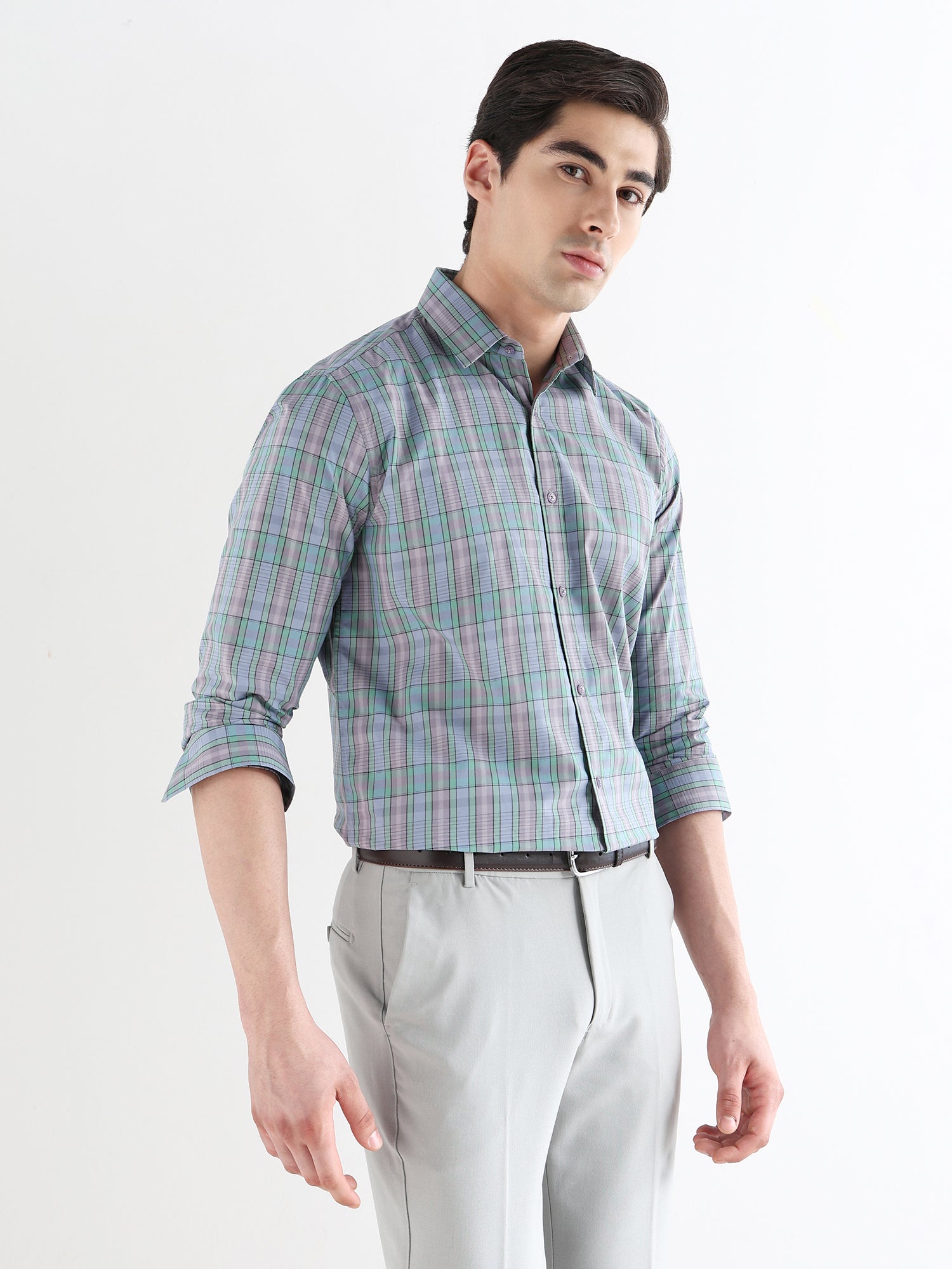 Men Comfort Fit Pure Cotton Checked Formal Shirt