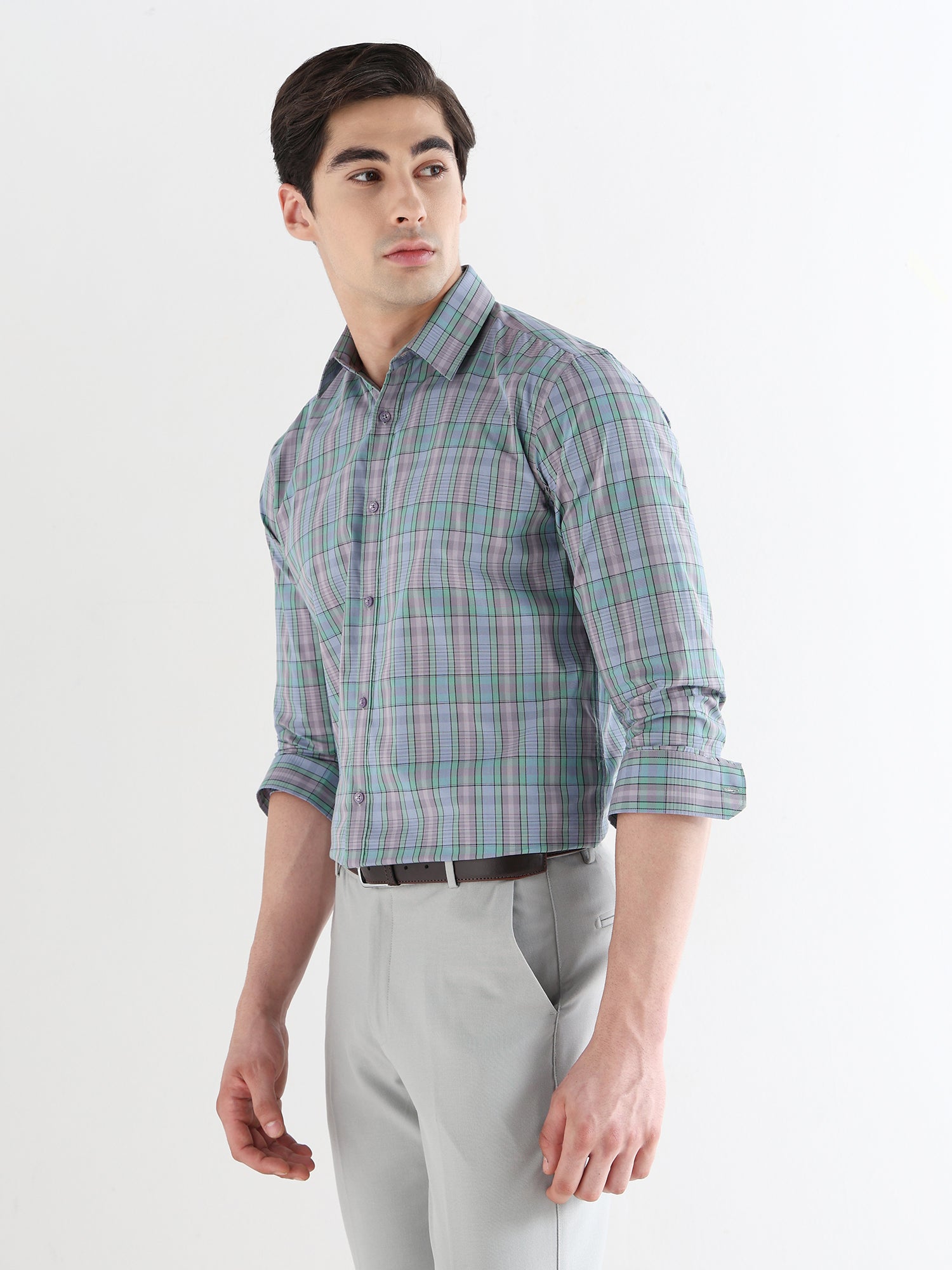 Men Comfort Fit Pure Cotton Checked Formal Shirt