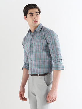 Men Comfort Fit Pure Cotton Checked Formal Shirt