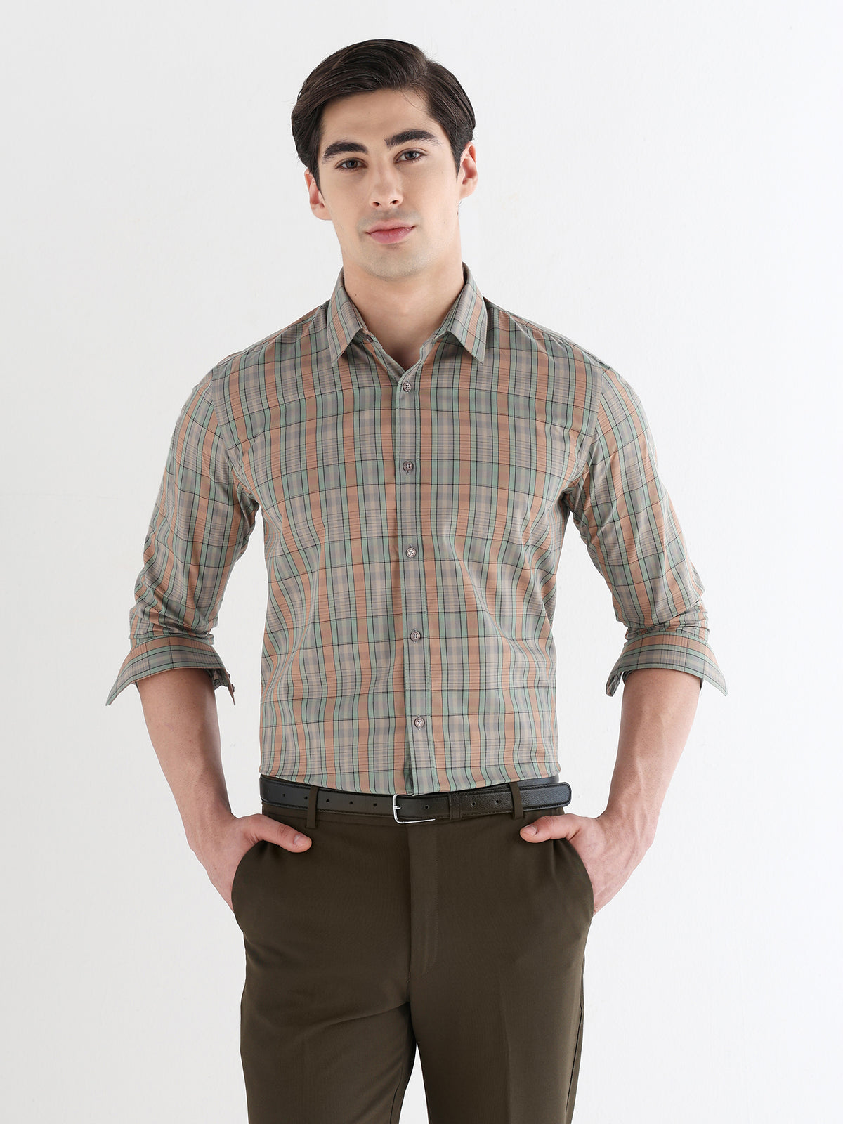 Men Comfort Fit Pure Cotton Checked Formal Shirt