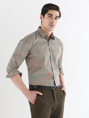 Men Comfort Fit Pure Cotton Checked Formal Shirt