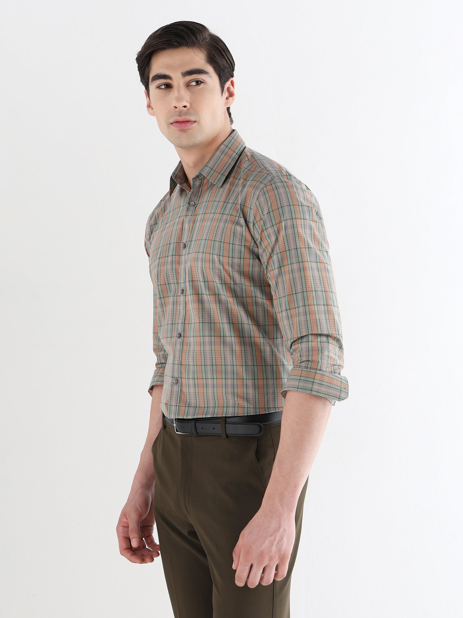 Men Comfort Fit Pure Cotton Checked Formal Shirt