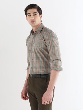 Men Comfort Fit Pure Cotton Checked Formal Shirt