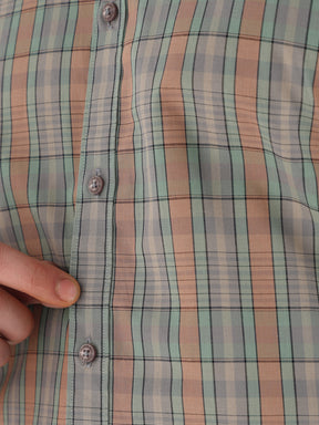 Men Comfort Fit Pure Cotton Checked Formal Shirt