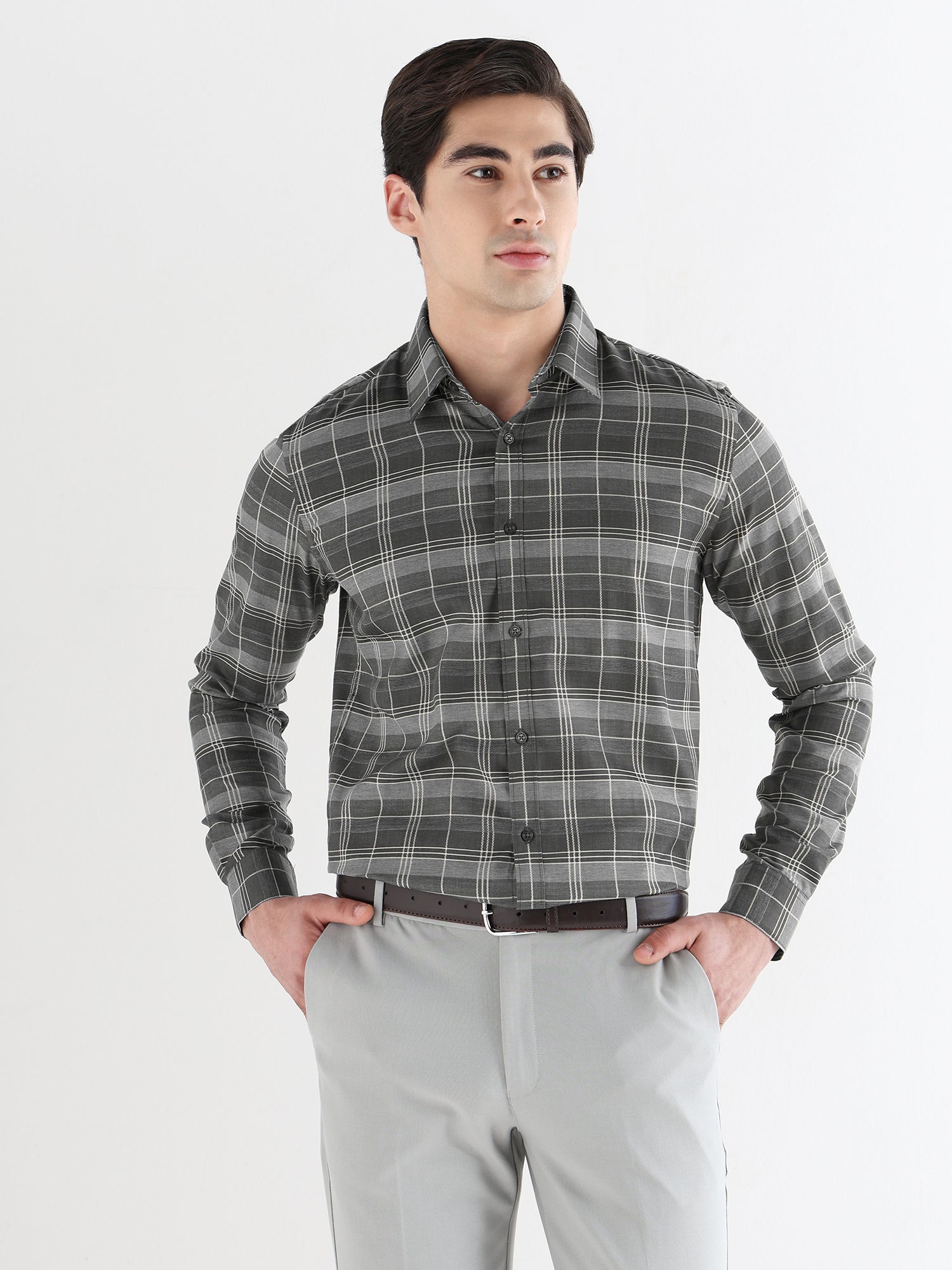 Men Comfort Fit Pure Cotton Checked Formal Shirt