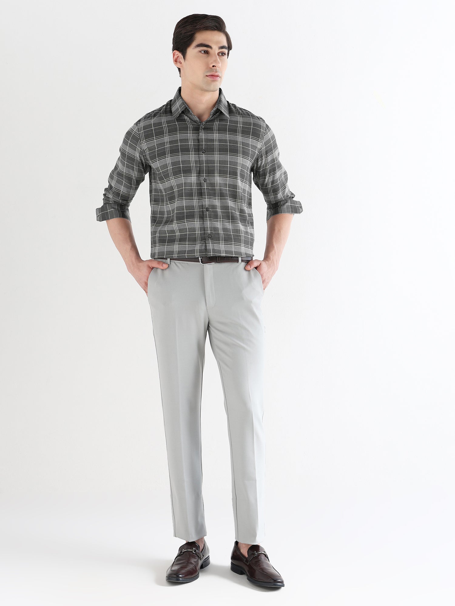 Men Comfort Fit Pure Cotton Checked Formal Shirt