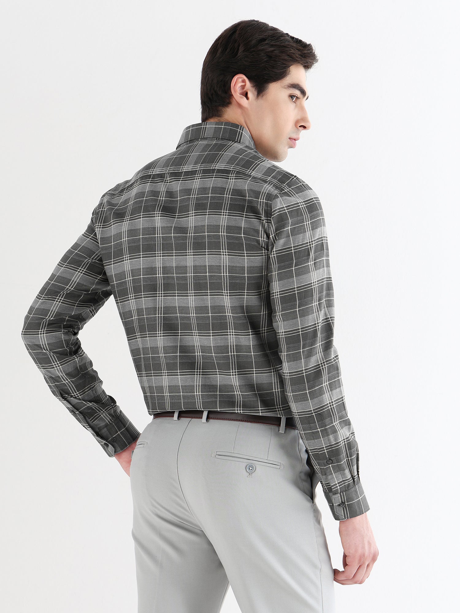 Men Comfort Fit Pure Cotton Checked Formal Shirt