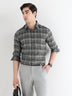 Classic Check Formal Shirt In Khaki Green-Comfort Fit