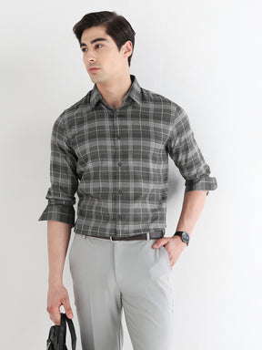 Men Comfort Fit Pure Cotton Checked Formal Shirt