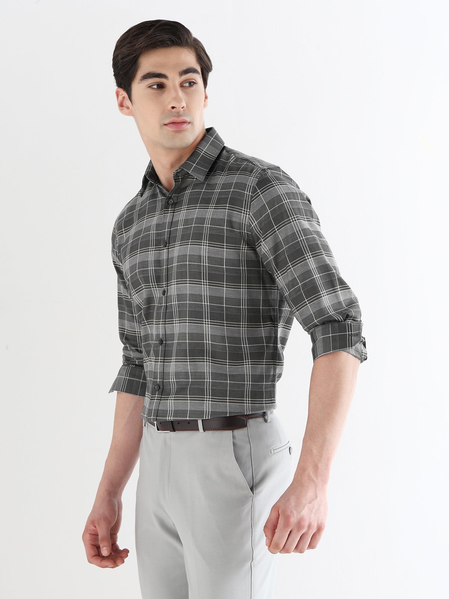 Men Comfort Fit Pure Cotton Checked Formal Shirt