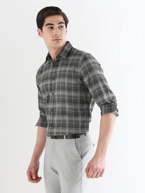 Men Comfort Fit Pure Cotton Checked Formal Shirt