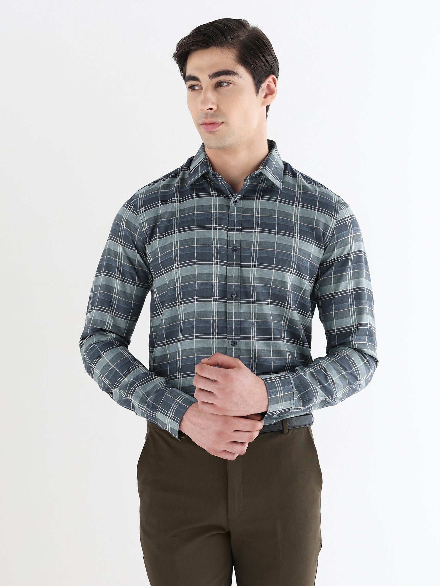 Men Comfort Fit Pure Cotton Checked Formal Shirt