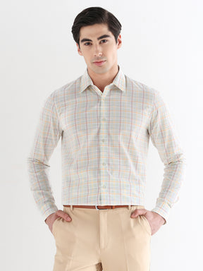 Men Comfort Fit Pure Cotton Checked Formal Shirt