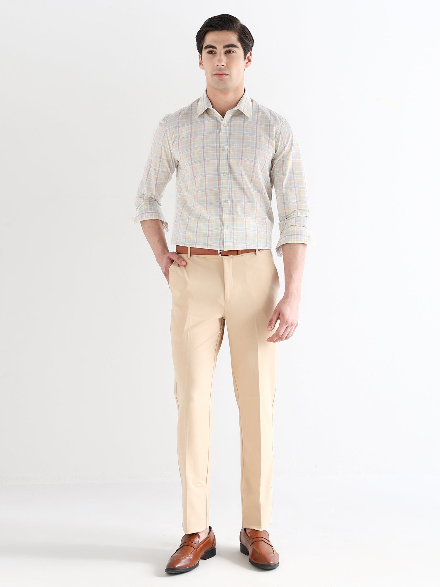Men Comfort Fit Pure Cotton Checked Formal Shirt