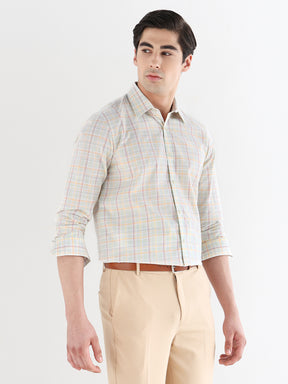 Men Comfort Fit Pure Cotton Checked Formal Shirt