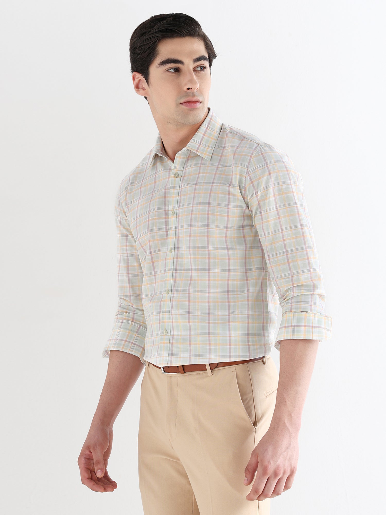 Men Comfort Fit Pure Cotton Checked Formal Shirt