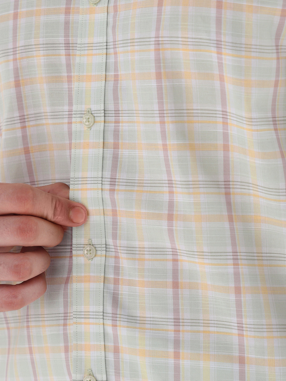 Heritage Check Formal Shirt In Pastel Green-Comfort Fit
