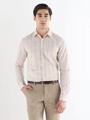 Men Comfort Fit Pure Cotton Checked Formal Shirt