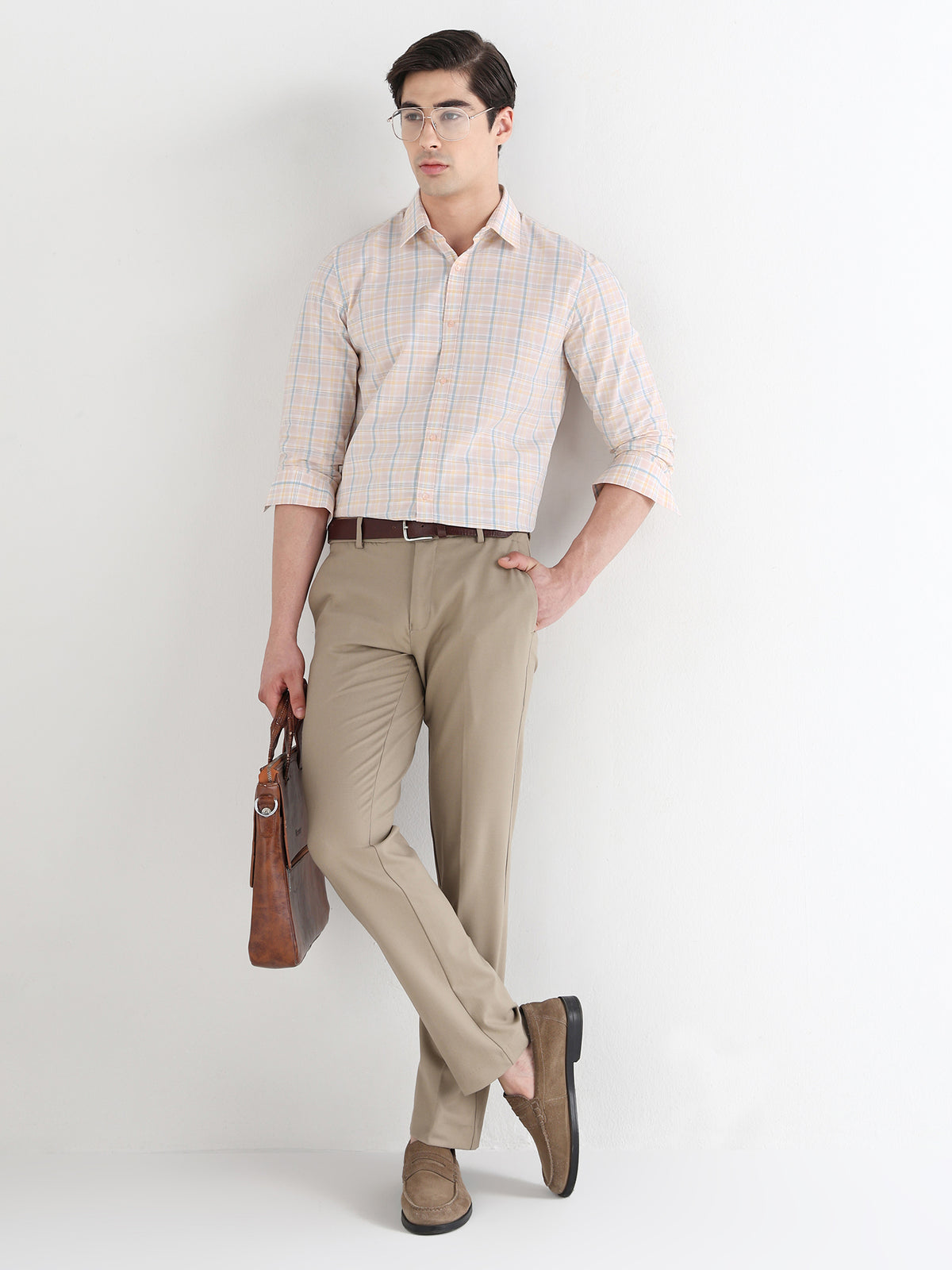 Men Comfort Fit Pure Cotton Checked Formal Shirt