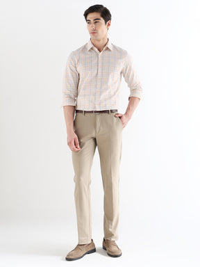 Men Comfort Fit Pure Cotton Checked Formal Shirt