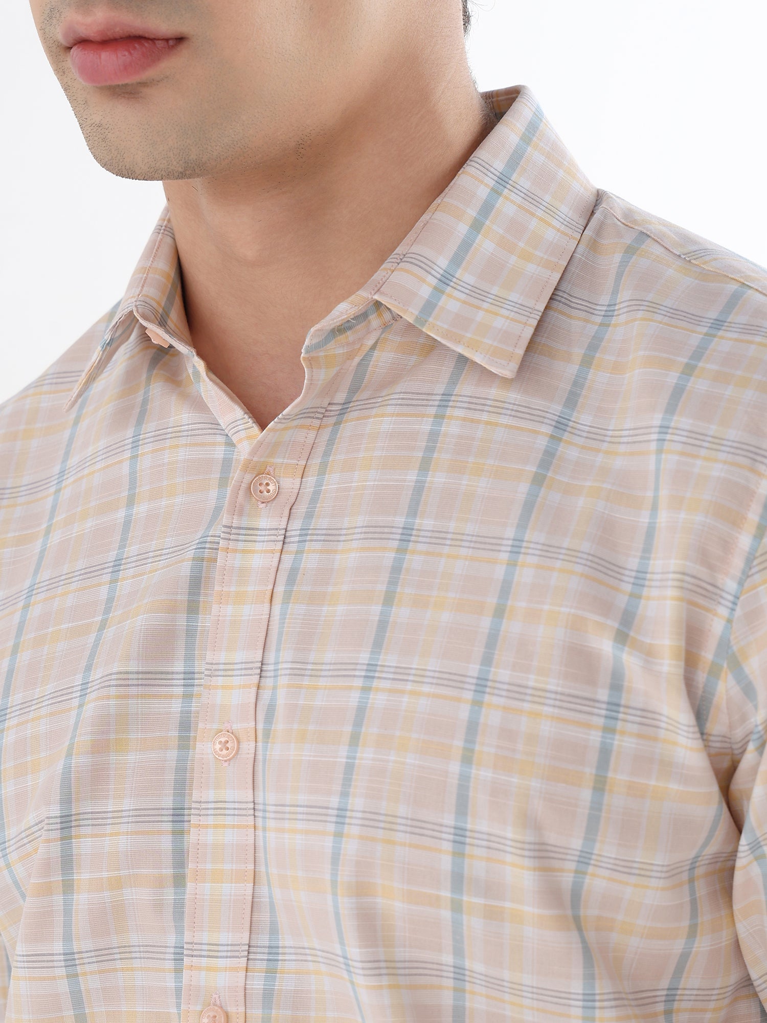 Men Comfort Fit Pure Cotton Checked Formal Shirt