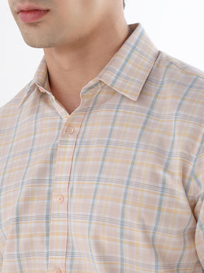 Men Comfort Fit Pure Cotton Checked Formal Shirt