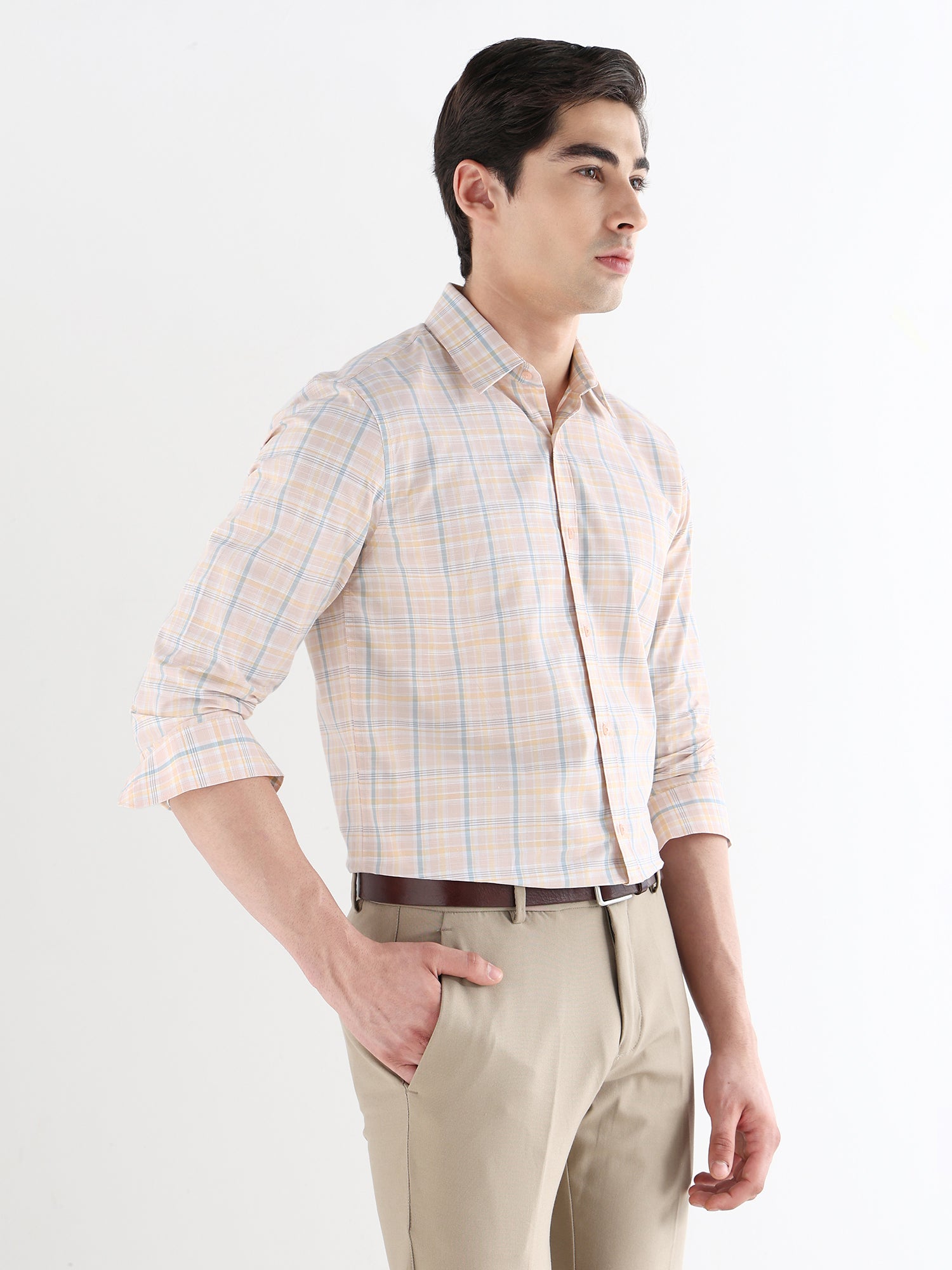 Men Comfort Fit Pure Cotton Checked Formal Shirt