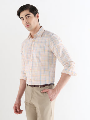 Men Comfort Fit Pure Cotton Checked Formal Shirt
