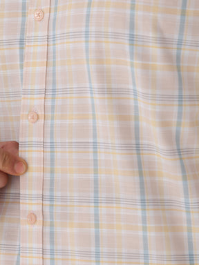 Men Comfort Fit Pure Cotton Checked Formal Shirt