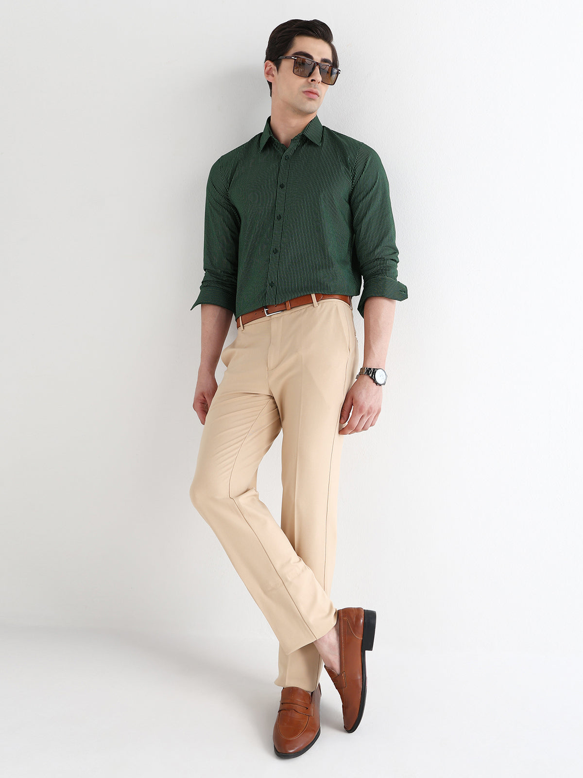 Men Comfort Fit Pure Cotton Checked Formal Shirt